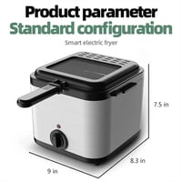 مقلاة عميقة DENX DX4002 ستيل 2.5 لتر، 1000 واط لنت...