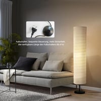 مصباح أرضي أبيض مصنوع من ورق الأرز بقاعدة دائرية م...