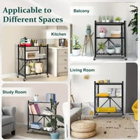 رف تخزين قابل للطي من ثلاث طبقات مع عجلات