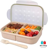 علبة غذاء مكونة من ثلاثة أقسام مع ادوات للطعام من...