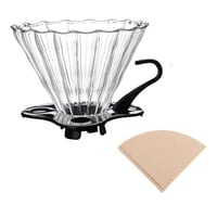 قمع ترشيح قهوة زجاجي V60 منقط قهوة احترافي لتحضير...