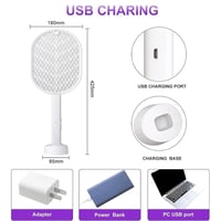 مضرب ناموس كهربائي 2700 فولت بشحن USB وشبكة ثلاثية...