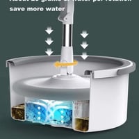 ممسحة دوارة ودلو مجهزة بوسادتين من الميكروفايبر، ل...