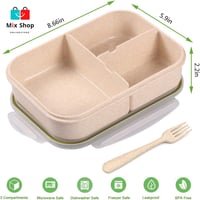 علبة غذاء مكونة من ثلاثة أقسام مع ادوات للطعام من...