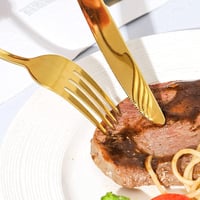 طقم أدوات مائدة من الستانلس ستيل مكون من 24 قطعة م...