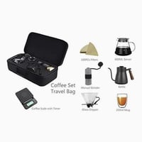 طقم تحضير قهوة مقطرة 7 قطع شنطة سفر متكاملة مع ميز...