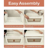 صندوق تخزين بلاستيكي قابل للطي 4 طبقات مع عجلات وأ...