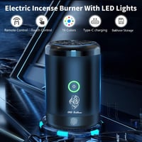 مبخرة إلكترونية محمولة بـ 16 لون إضاءة LED مع جهاز...