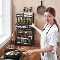 منظم مطبخ متعدد الوظائف بثلاث طبقات - حامل تخزين م...