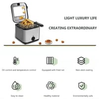 مقلاة عميقة DENX DX4002 ستيل 2.5 لتر، 1000 واط لنت...