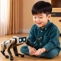 روبوت كلب AI تفاعلي بعينين مضيئتين وحركات واقعية ل...