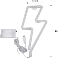 أضواء نيون LED بشكل برق ، تعمل ببطارية/USB للديكور