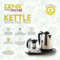 غلاية كهربائية مع ابريق شاي زجاجي من DENX DX1788 ب...