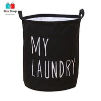 سلة غسيل ملابس بمقابض قابلة للطي مع رباط لتخزين ال...