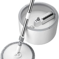 ممسحة دوارة ودلو مجهزة بوسادتين من الميكروفايبر، ل...