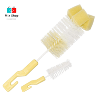 مجموعة فرش تنظيف الزجاجات مع إسفنجة مكونة من قطعتي...