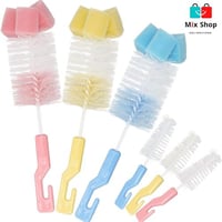 مجموعة فرش تنظيف الزجاجات مع إسفنجة مكونة من قطعتي...