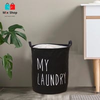 سلة غسيل ملابس بمقابض قابلة للطي مع رباط لتخزين ال...