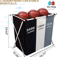 سلة غسيل مقسمه 3 أقسام ومتعددة الألوان