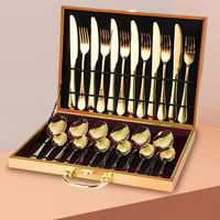 طقم أدوات مائدة من الستانلس ستيل مكون من 24 قطعة م...