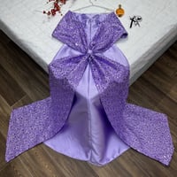 فستان فوشي فخم شك مع فيونكه من الخلف