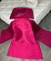 فستان فوشي فخم شك مع فيونكه من الخلف