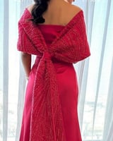 فستان فوشي فخم شك مع فيونكه من الخلف