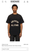 FEAR OF GOD BLACK AMERICAN ALL STARS HENLEY SHIRT