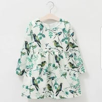 فستان باكمام طويلة بطبعات العصافير