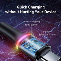 بيسوس | سلك شاحن تايب سي سريع جدا ضد القطع مضيء مد...