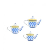 طقم أباريق شاي مطلية بالميناء مكونة من 3 قطع متعدد...