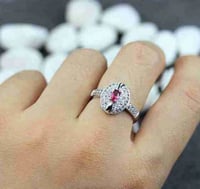 خاتم نسائي مطلي بالفضة ومزين بالزركون الكوبي مقاس...