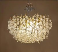 ثريا ذهبي جنيهات كريستال + زجاج ابيض ثلجي قطر ١.٢٠...