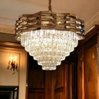 ثريا كريستال ستيل ذهبي 60سم 1818/600