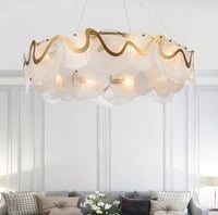 ثريا زجاج صدف ابيض ستيل ذهبي مقاس 60سم 5768/600