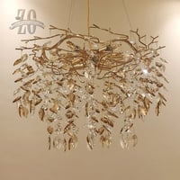 ثريا كريستال عناقيد ورق شجر شفاف + عسلي 4040/650