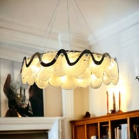 ثريا زجاج صدف ابيض ستيل ذهبي مقاس 60سم 5768/600