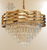 ثريا كريستال ستيل ذهبي 40سم 1818/400