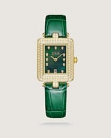 ساعة نسائية بسير من الجلد بلون أخضر