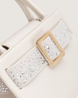 شنطة بريق النسائية جلد بلون أبيض