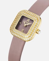 ساعة نسائية بسير من الجلد بلون بني