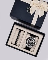 طقم رجالي من ساعة واسوارة بلون أسود