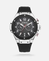 ساعة رجالية بسير ربل بلون أسود.