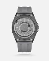 ساعة رجالية بسير من الربل بلون رمادي