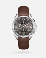 ساعة لِقا الرجالية من الجلد باللون البني