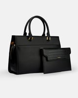 شنطة نسائية بحجم متوسط من الجلد بلون أسود