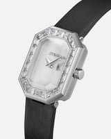 ساعة نسائية بسير جلد بلون أسود