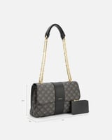 شنطة نسائية بحجم كبير بلون أسود منقوش