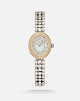 ساعة حرير النسائية بلون ذهبي وفضي