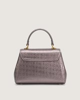 شنطة نسائية من الجلد البارز بلون رمادي